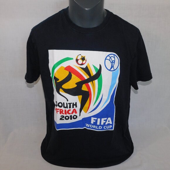 2010 FIFA World Cup Soccer South Africa Mens L Black Graphic T Shirt - Picture 1 of 6